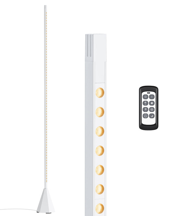 Gesture Control LED Corner Floor Lamp for Living Room – Remote, Dimmable, Bedroom, No Bulb Needed, Minimalist, Smart, White