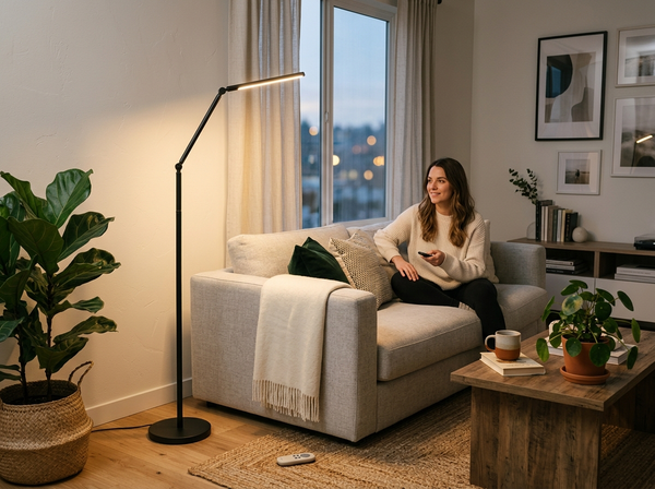 Modern Minimalist Dimmable LED Corner Floor Lamp lifestyle