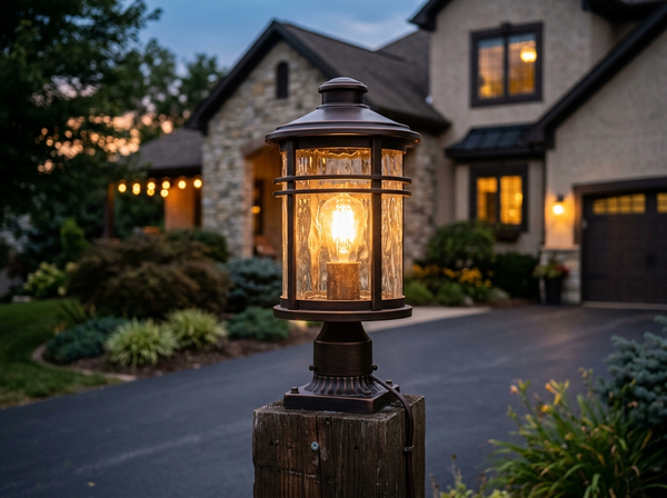 EDISHINE Water Ripple Glass Outdoor Post Light lifestyle