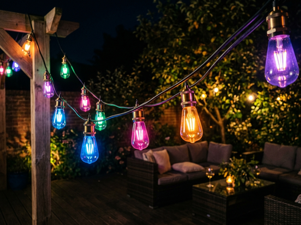 EDISHINE Smart Outdoor String Lights 48ft RGBW lifestyle