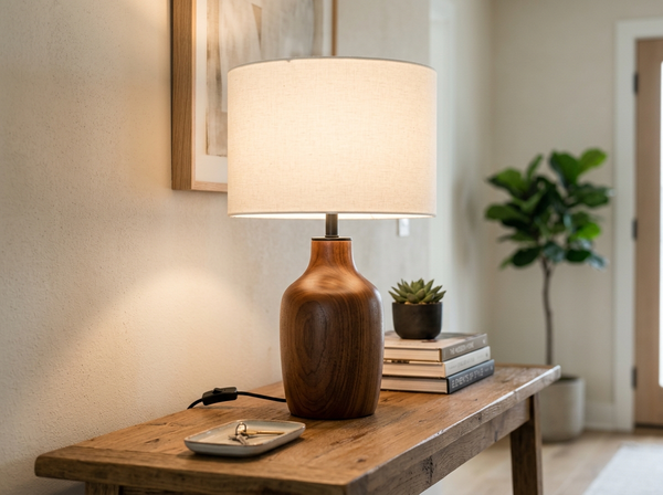 Solid Wood Table Lamp Walnut lifestyle