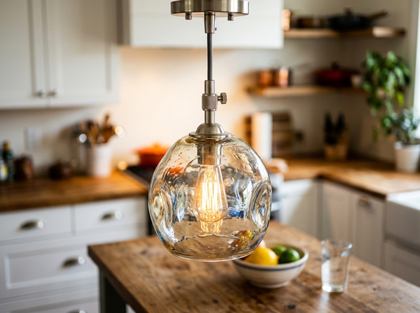 Handblown Art Glass Pendant Light Brushed Nickel lifestyle