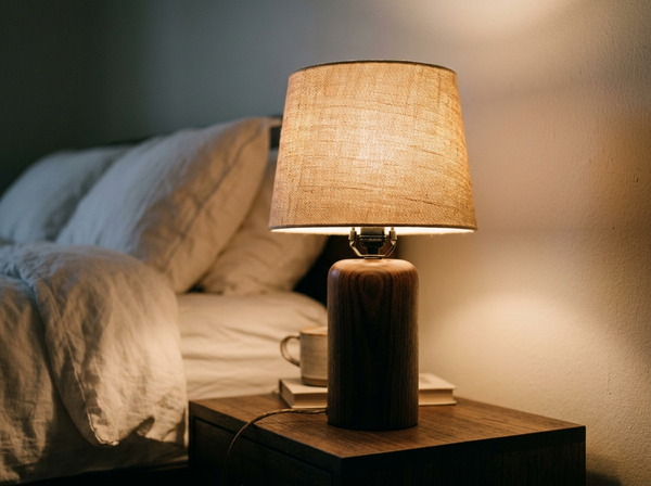 Small Dark Pearwood Wood Table Lamp lifestyle