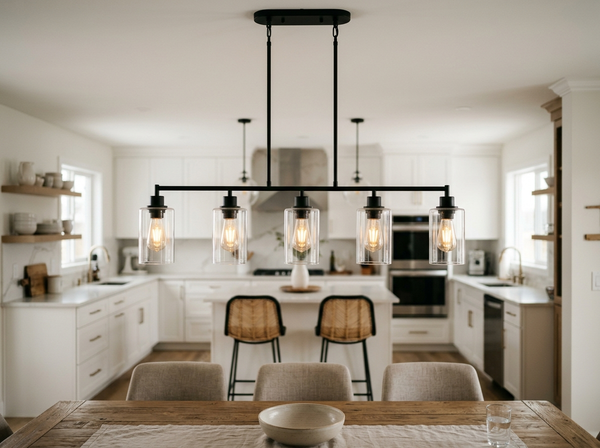 5-Light Modern Glass Linear Chandelier lifestyle