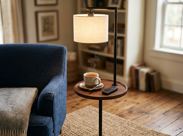 Tray Table Floor Lamp with Remote Control 63 inch lifestyle
