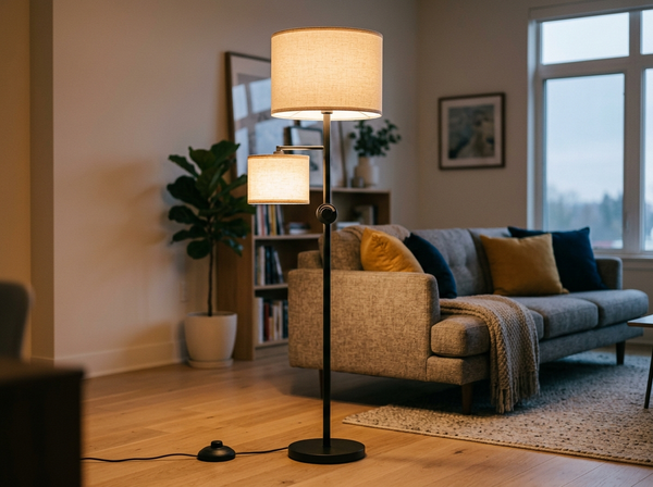 EDISHINE Dual Shades Dimmable Floor Lamp with Foot Switch lifestyle