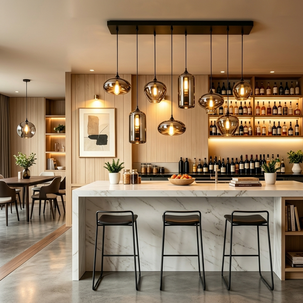 Luminators Smoke Gray Glass Pendant Light lifestyle