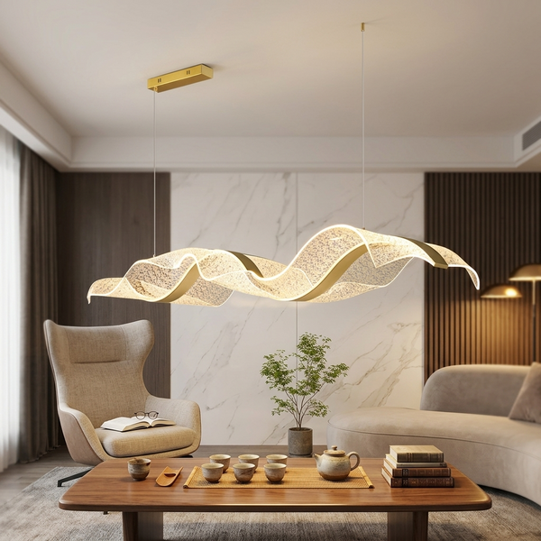 Luminators Sculptural Wave Acrylic Pendant lifestyle