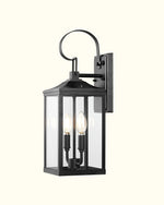 19" Bold Black Glass Dusk to Dawn Outdoor Wall Lantern for Front Door – Matte Black, IP65, Garage, Porch, Industrial Modern