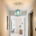 8" Blue Glass Pendant Light for Kitchen Island – Warm Ambient Glow, Dining Room, Coastal, Mediterranean, Colorful, E26 Base