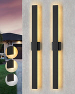 39.3" Long Linear LED Outdoor Wall Lights for Garage – 2 Pack, Dimmable, Black, IP65, Modern, Porch, Architectural Sconce