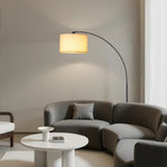 78.4" Mid-Century Arc Floor Lamp for Living Room – Antique Bronze, Adjustable Linen Shade, Dimmable Remote, Bulb Included