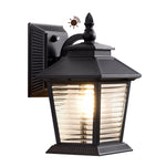 Compact 12.4" Dusk to Dawn Outdoor Wall Lantern for Front Door – Black, IP65, Side Gate, Porch, Compact, E26, Auto Sensor