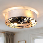 19.6" Vintage Style Ceiling Fan with Light for Bedroom – Petal Blade, Remote Control, LED, Reversible, Dining Room, Romantic