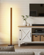 Solid Wood LED Corner Floor Lamp for Bedroom – Dimmable Remote, Stepless Dimmer, Walnut, Natural Ash, Scandinavian, 3 Finishes