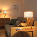 Solid Wood Tripod Table Lamps Set of 2 for Bedroom – 17.7 in, Natural Warm Finish, Nightstand, Scandinavian, E26, Mid-Century