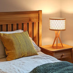 Solid Wood Tripod Table Lamps Set of 2 for Bedroom – 17.7 in, Natural Warm Finish, Nightstand, Scandinavian, E26, Mid-Century