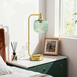 Dimmable Glass Table Lamp with USB & Touch Control for Bedroom – 18.5 in, Translucent, Nightstand, Home Office, Elegant