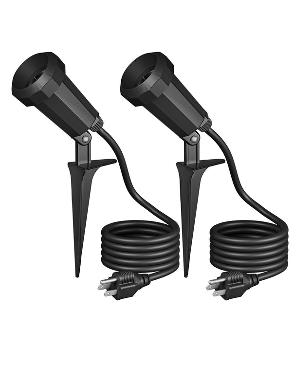 Plug-In Outdoor Spotlight for Garden – 2 Pack, 6ft Cord, E26, Flag Pole Light, Christmas, Halloween, No Wiring Needed, 120V