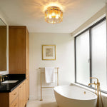 12.6" 3-Light Amber Glass Drum Flush Mount for Bedroom – Warm Cozy Glow, Dining Room, Living Room, Traditional, Luxury