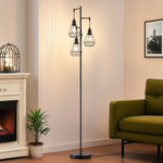 70" Farmhouse Industrial Tree Floor Lamp for Living Room – Black, 3 Edison Bulbs, Dimmable, Bedroom, Home Office, Statement