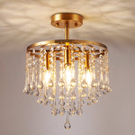 12" 4-Light Crystal Chandelier Flush Mount for Bedroom – Sparkling Luxury, Romantic, Dining Room, Living Room, Glamorous LED