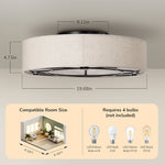 19.6" Vintage Style Ceiling Fan with Light for Bedroom – Petal Blade, Remote Control, LED, Reversible, Dining Room, Romantic