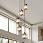 12" 5-Light Crystal Cluster Pendant Light for Kitchen Island – Sparkling Glamorous, Dining Room, Bathroom, Luxury, Modern