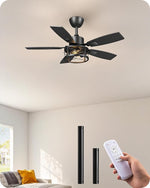 42" Farmhouse Caged Ceiling Fan with Light for Bedroom – DC Motor, 6 Speed, Dimmable Remote, Rustic, Living Room, Fandelier
