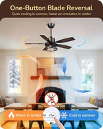 42" Farmhouse Caged Ceiling Fan with Light for Bedroom – Red Gradient, DC Motor, 6 Speed, Dimmable Remote, Fandelier, Rustic