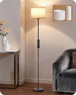 Dual Shade Dimmable Floor Lamp for Living Room – 2 Interchangeable Shades, Remote, Foot Switch, LED, Bedroom, Reading