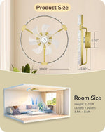 20" Bladeless LED Ceiling Fan with Light for Bedroom – Gold, App & Remote, 3CCT Dimmable, 6 Speed, Flush Mount, Low Profile