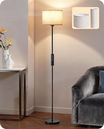 Dual Shade Dimmable Floor Lamp for Living Room – 2 Interchangeable Shades, Remote, Foot Switch, LED, Bedroom, Reading