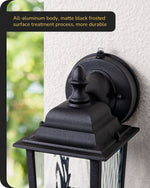 Dusk to Dawn Outdoor Porch Light – 2 Pack, Water Ripple Glass, Black, Anti-Rust, IP65, Front Door, Garage, Matching Pair