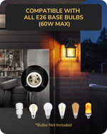 Dusk to Dawn Outdoor Porch Light – 2 Pack, Water Ripple Glass, Black, Anti-Rust, IP65, Front Door, Garage, Matching Pair