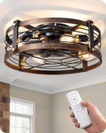 21" Flush Mount Ceiling Fan with Light for Bedroom – Pre-Assembled, Brushed Gold, Dimmable LED, Low Profile, Remote Control