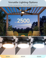 52" IP66 Waterproof Outdoor Ceiling Fan with Light – Black, Patio, Pergola, Gazebo, Covered Porch, Wet Rated, Remote