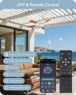 42" IP66 Waterproof Outdoor Ceiling Fan with Light – White, Pergola, Patio, Covered Porch, Wet Rated, Reversible, Remote