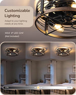 21" Flush Mount Ceiling Fan with Light for Bedroom – Pre-Assembled, Brushed Gold, Dimmable LED, Low Profile, Remote Control