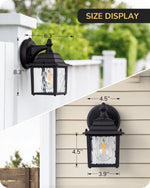 Dusk to Dawn Outdoor Porch Light – 2 Pack, Water Ripple Glass, Black, Anti-Rust, IP65, Front Door, Garage, Matching Pair