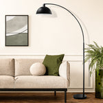 78.4" Slim Metal Arc Floor Lamp for Living Room – Minimalist, Bedroom, Reading Corner, Sofa Side, Black, Adjustable, E26