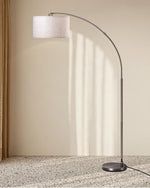 78.4" Mid-Century Arc Floor Lamp for Living Room – Antique Bronze, Adjustable Linen Shade, Dimmable Remote, Bulb Included