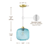 8" Blue Glass Pendant Light for Kitchen Island – Warm Ambient Glow, Dining Room, Coastal, Mediterranean, Colorful, E26 Base
