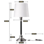 Classic Metal Bedside Table Lamps Set of 2 for Bedroom – 25.6 in, Matching Pair, Nightstand, Living Room, Traditional, E26