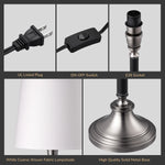 Classic Metal Bedside Table Lamps Set of 2 for Bedroom – 25.6 in, Matching Pair, Nightstand, Living Room, Traditional, E26