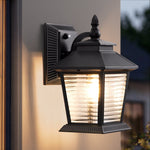 Compact 12.4" Dusk to Dawn Outdoor Wall Lantern for Front Door – Black, IP65, Side Gate, Porch, Compact, E26, Auto Sensor