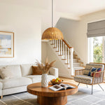 16" Handcrafted Natural Rattan Pendant Light for Kitchen Island – Adjustable Height, Boho, Dining Room, Farmhouse, E26