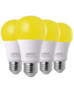 Dusk to Dawn Amber Bug Light LED Bulbs – 4 Pack, 9W, A19, E26, Mosquito Repelling, Outdoor Patio, Porch, 2000K Warm