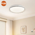 Nordic Wood Grain Round LED Ceiling Light – Dimmable Remote, Bedroom, Living Room, Japandi, Scandinavian, Flush Mount, Iron