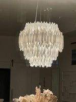 White Gypsum Entry Chandelier – Foyer, Hotel Lobby, Villa, Nordic Minimalist, Plaster Artisan, LED, Creative Ceiling Fixture